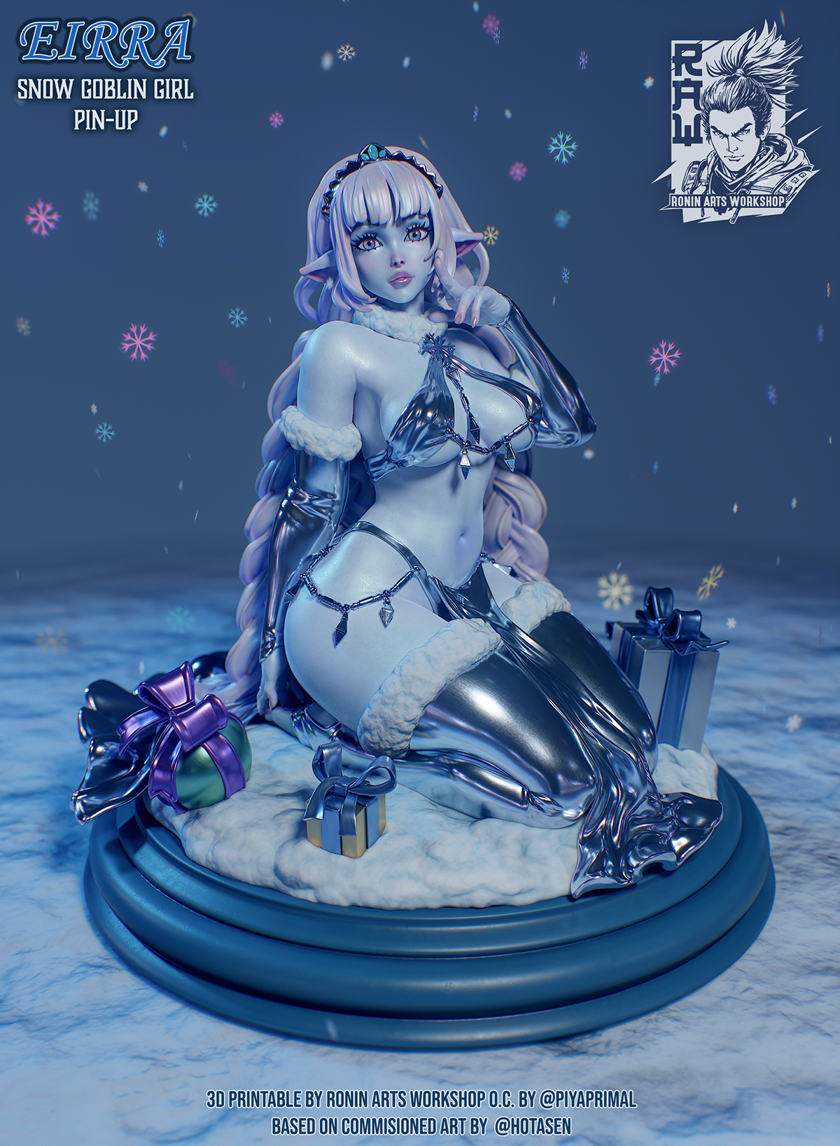 Eirra - Snow Goblin Girl - Silver Outfit with Piercings
