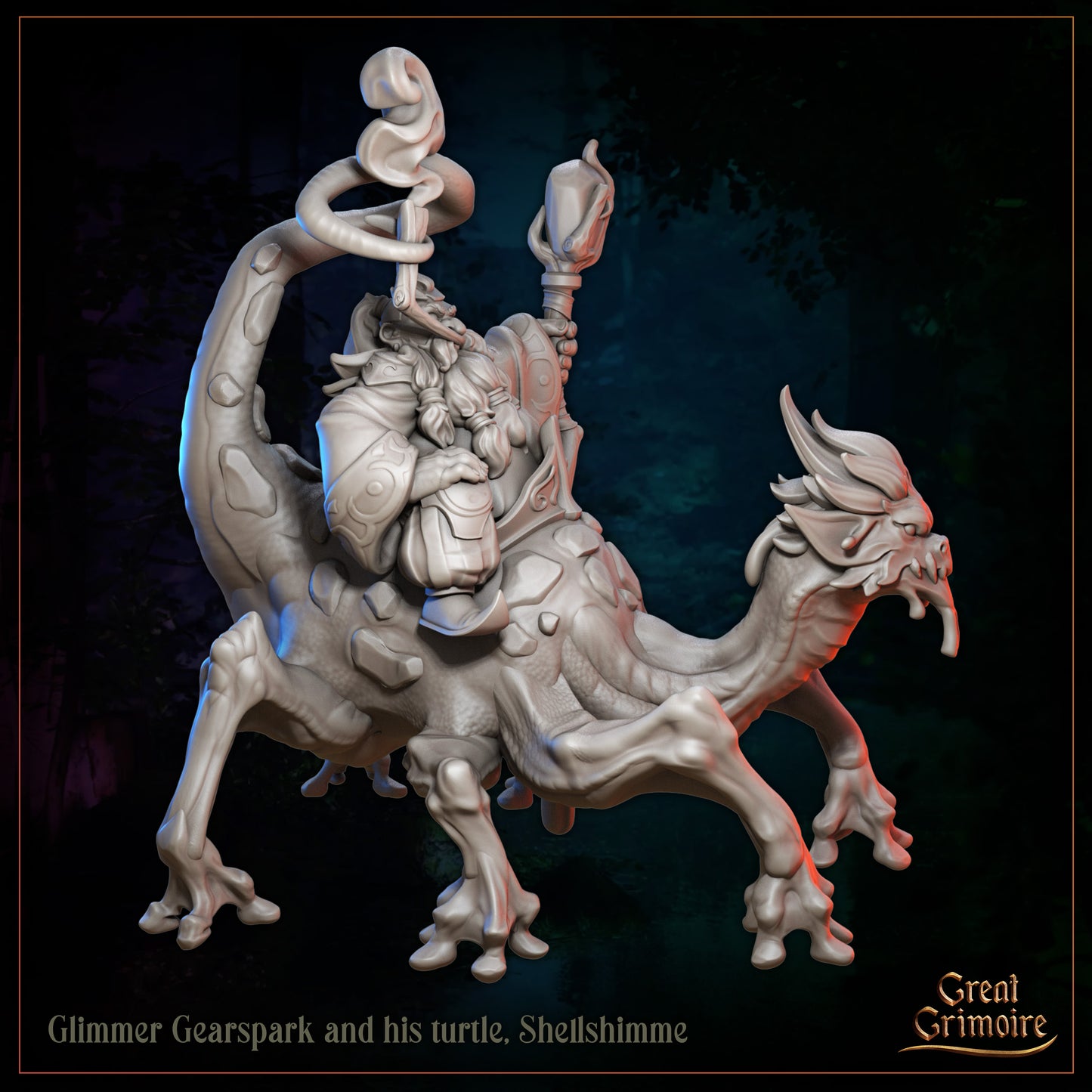 Glimmer Gearspark and his turtle, Shellshimme