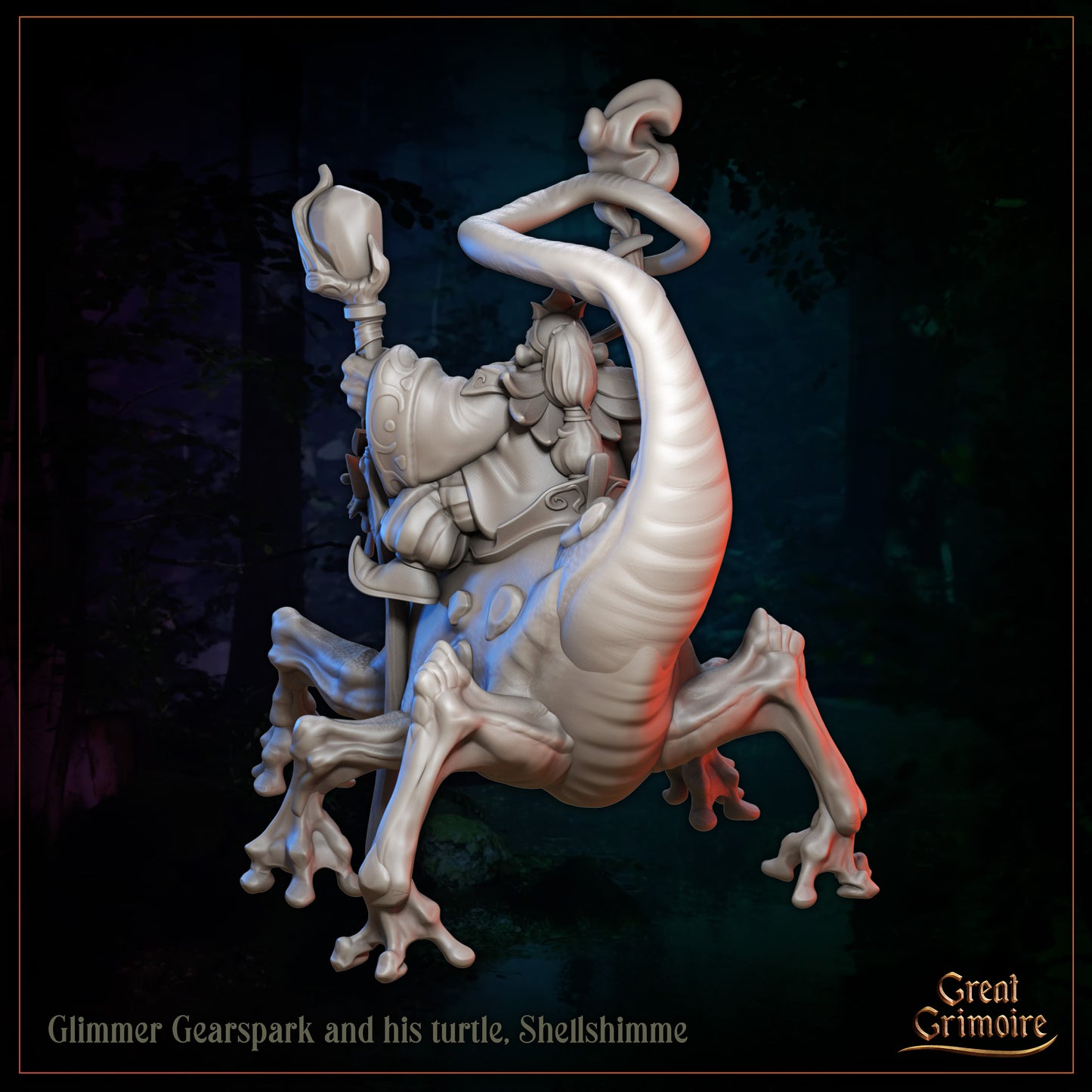 Glimmer Gearspark and his turtle, Shellshimme