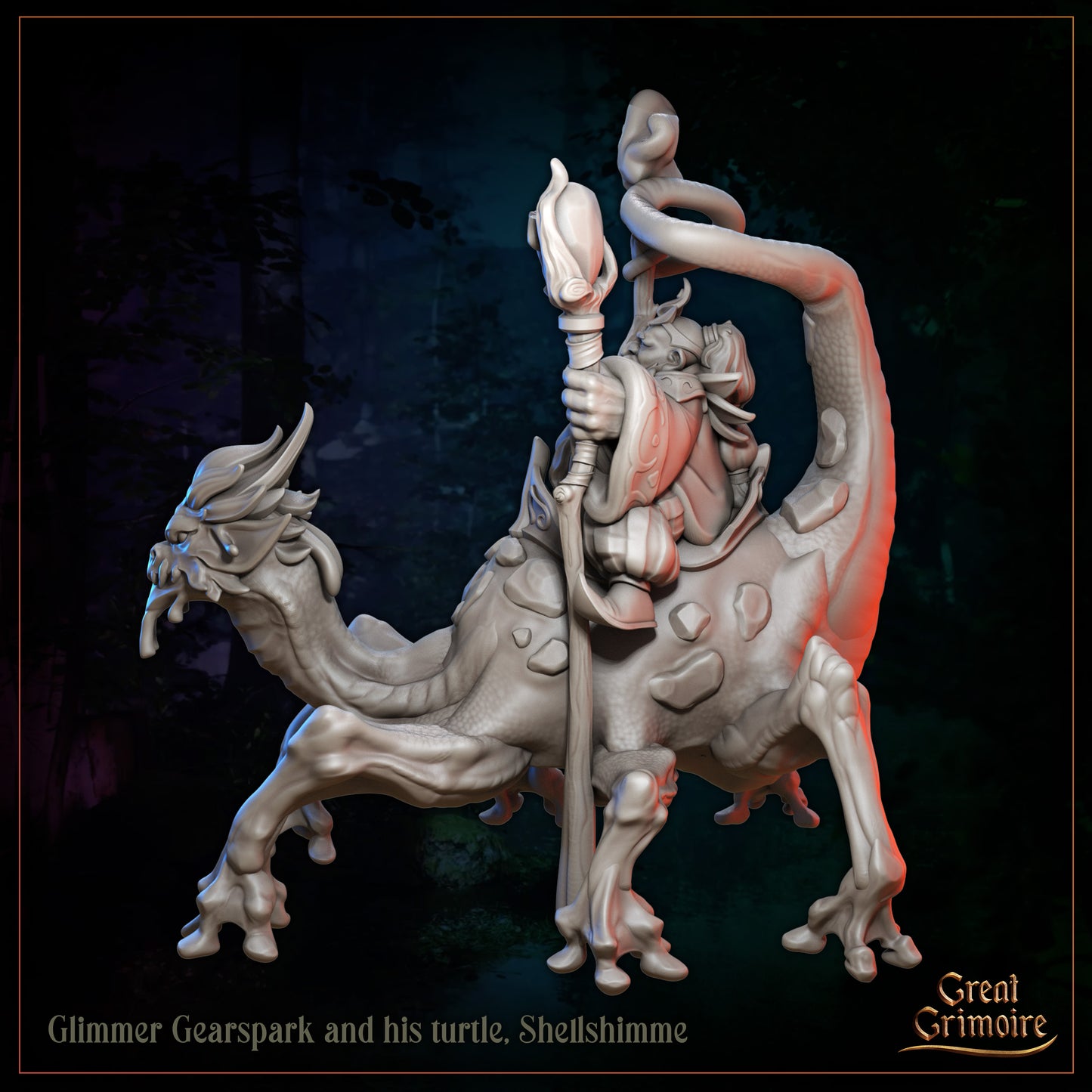 Glimmer Gearspark and his turtle, Shellshimme