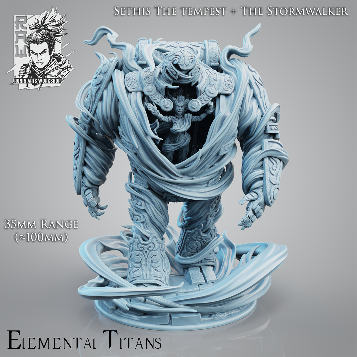 Sethis the bound Tempest (Wind Elemental) and The Stormwalker (Wind golem)