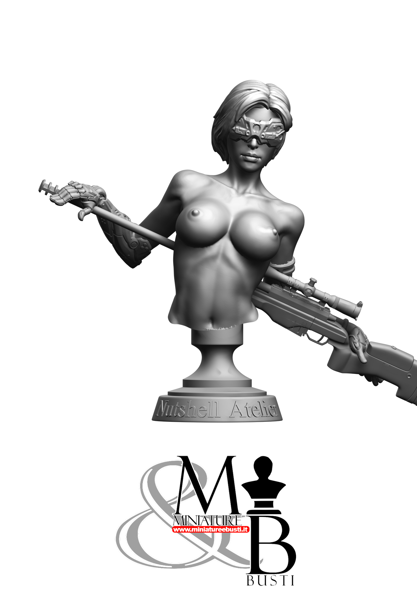 Sci-Fi Assassin Bust - Sci-Fi NSFW visor down