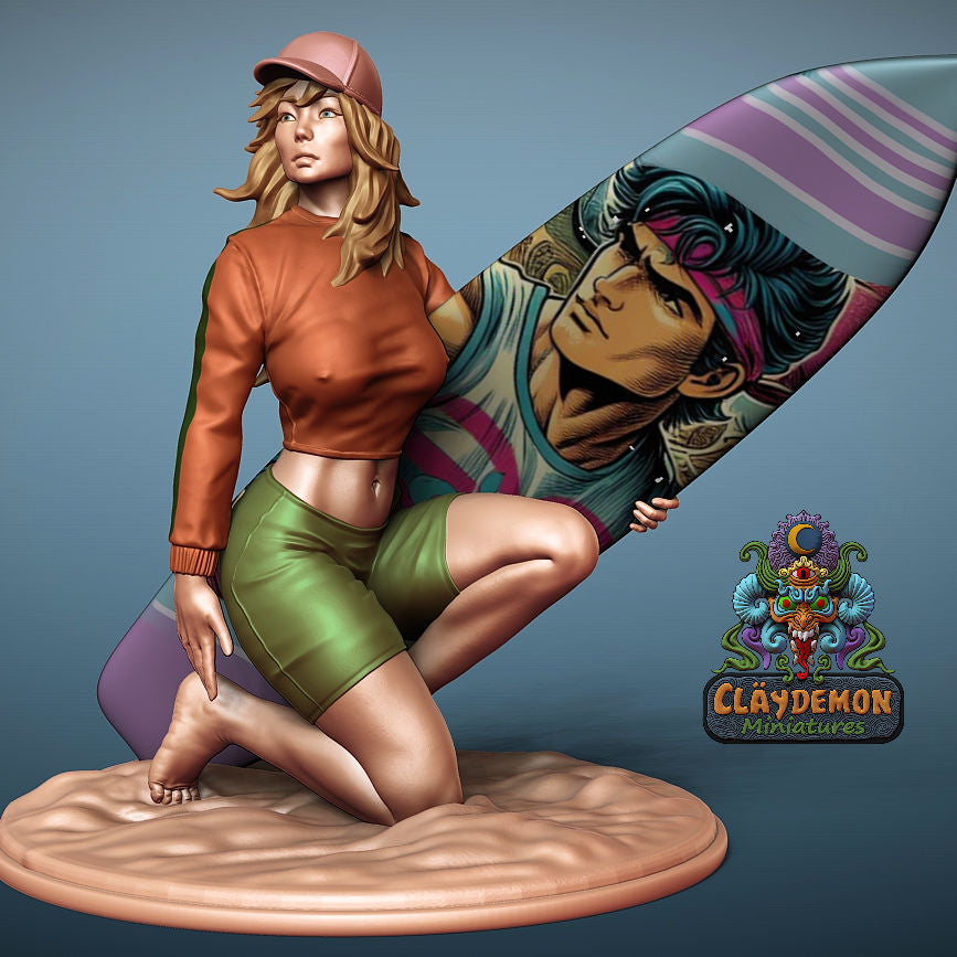 Surfer girl on the beach - SFW