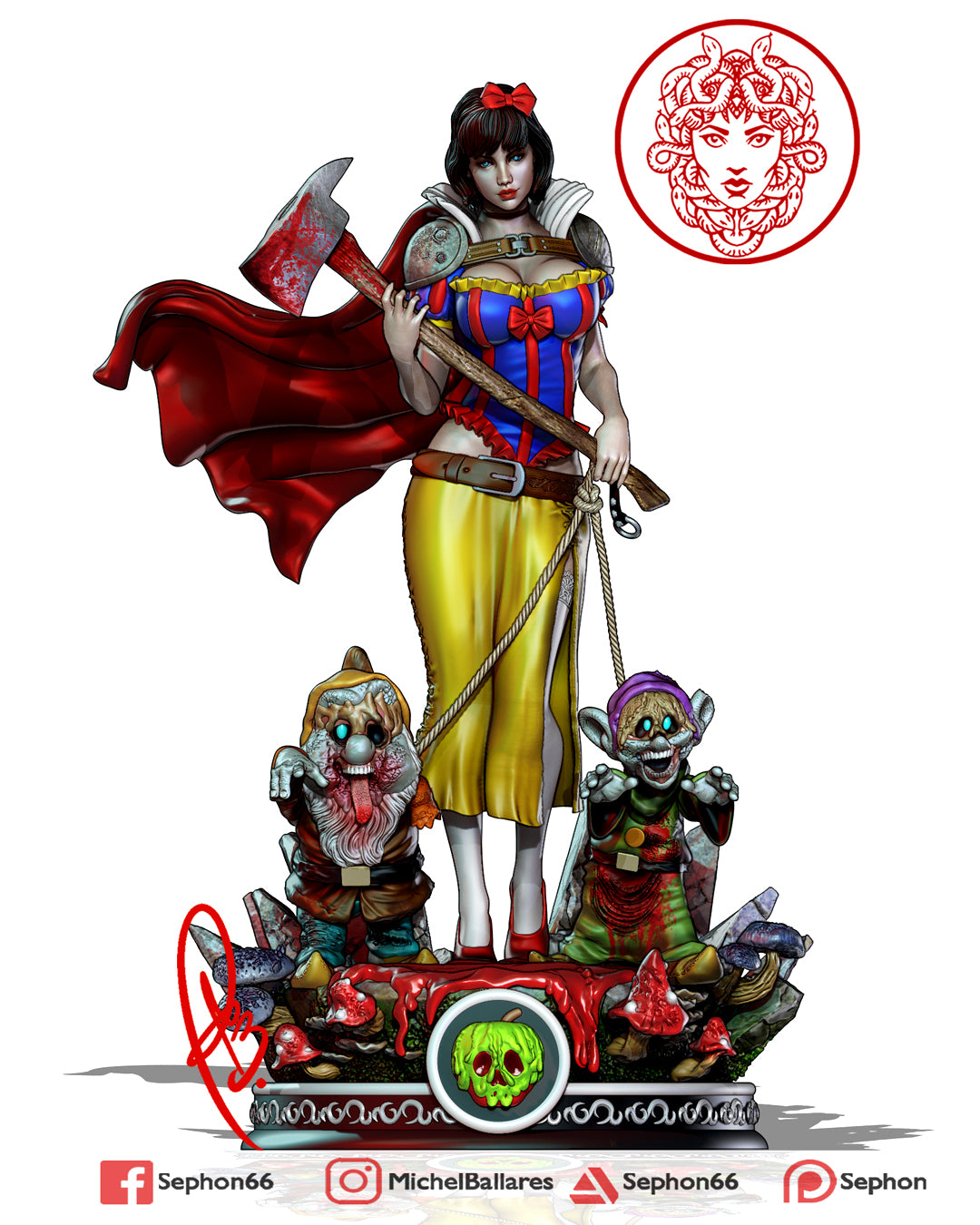 Creepy Girl with zombie dwarfs