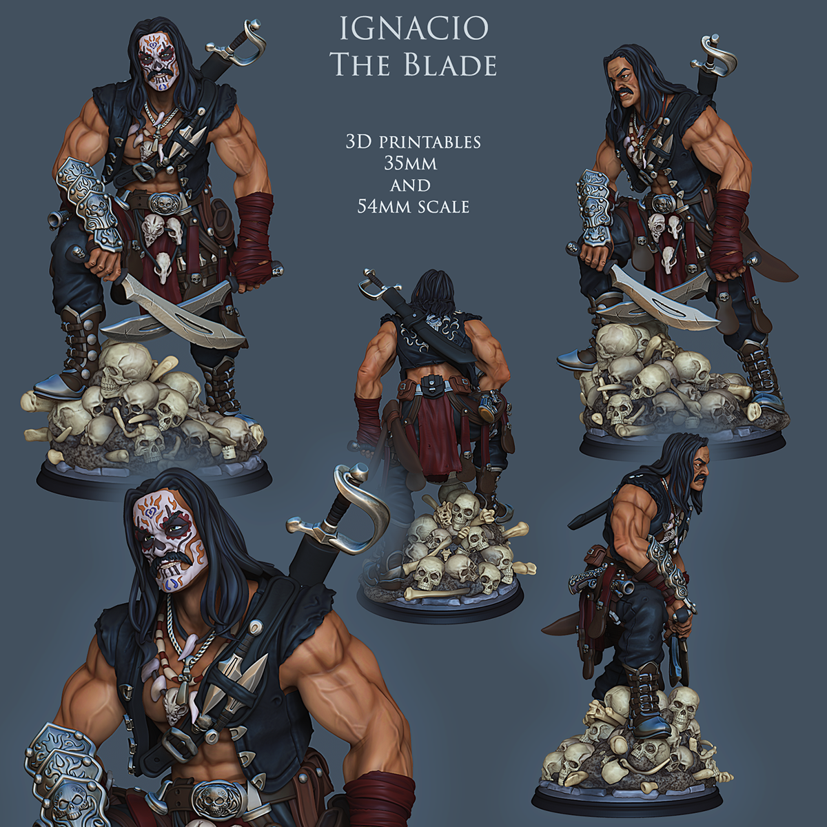 Ignacio the blade - Face with skull paintings