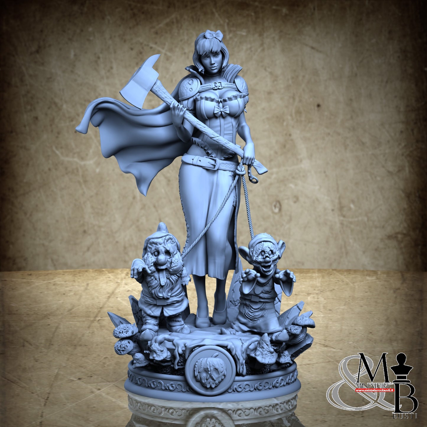 Creepy Girl with zombie dwarfs