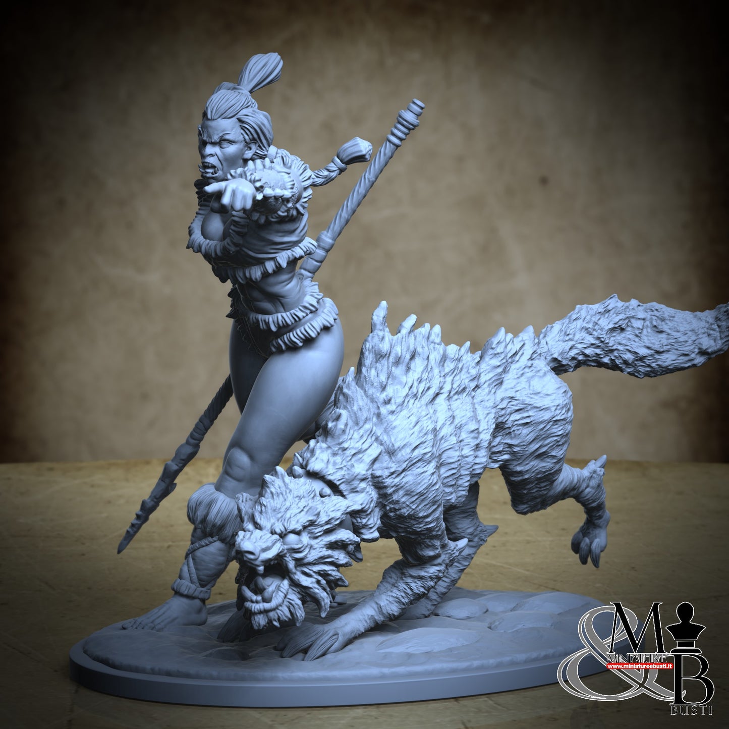 Druutha the orc huntress - Diorama
