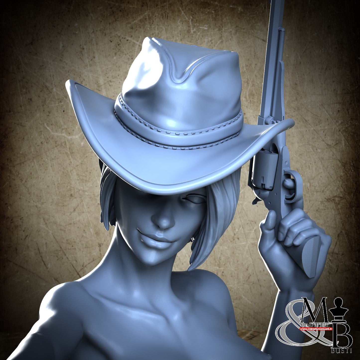 Gunslinger 02 Bust - Nude Hat